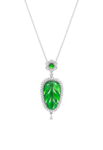 Jadelite Leaf and Diamond Pendant Necklace